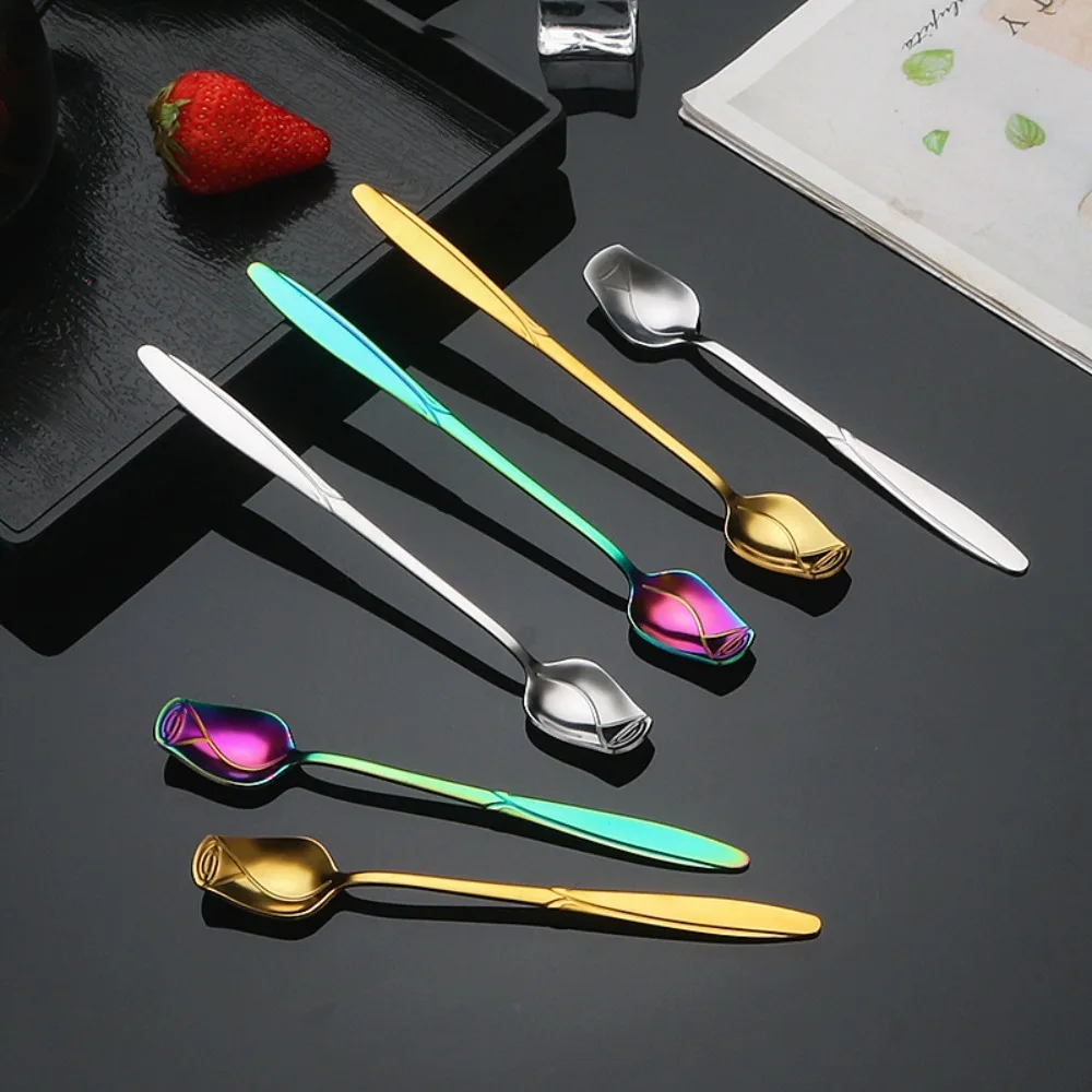 

Stainless Steel Dessert Spoon Hot Sale Multi-purpose Long Handle Tea Spoons Food Grade Practical Ladle Stirring Coffee