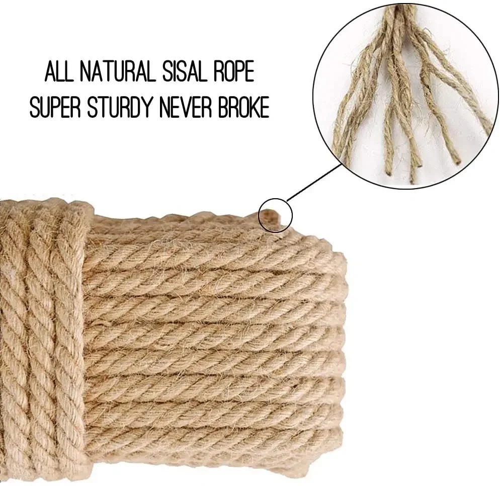 Natural Vintage Jute Rope Cord String 1-14mm DIY Basket Cat Pet Scratching Handmade Gift Wrapping Gardening Wedding Decor 2-100M jute rope