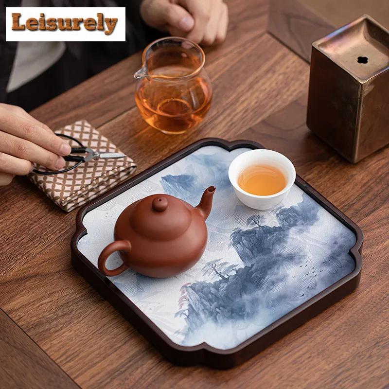 Cloud Yarn Double Stitch Bamboo Wooden Tea Tray Japanese Cuisine Table Coffee Storage Board Tea Furniture Dishes for Serving Cha