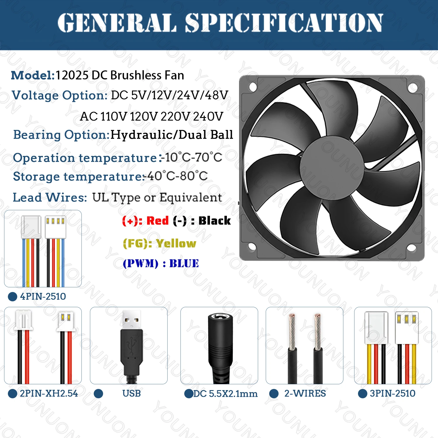 Double Ball 120x120x25mm Cooling Fan DC 5V 12V 24V 48V 12cm 120mm Cooler Fan 12025 Computer Case Btc Server PC Cooling cooling fan