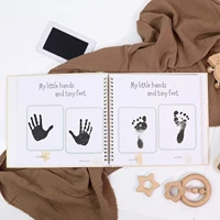 ERATOPIC Baby Memory Keepsake Book - Linen Fabric with Golden Logo and Milestone Stickers