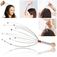 Masseur de tête de poulpe en acier inoxydable, 1 pièce, relaxant de tête gravé, griffe de Massage du cerveau, grattoir du cuir chevelu, soulage les démangeaisons, couleur aléatoire 2