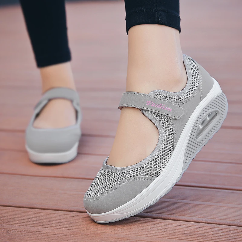 Women's Mesh Breathable Loafers Sneakers Solid Color Front Summer Walking Casual Shoes 3