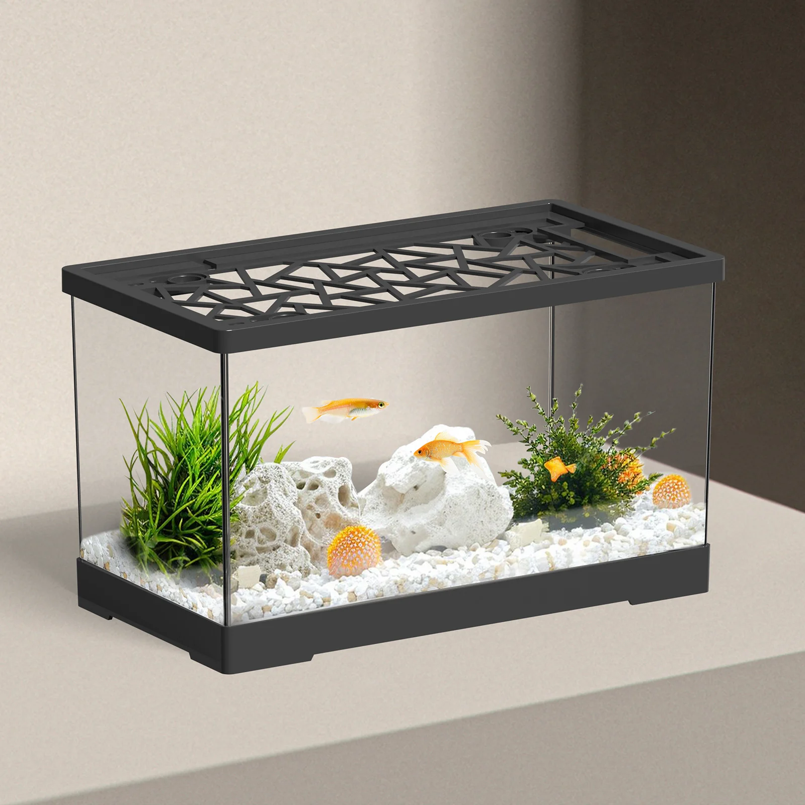 30.5*16.3*18cm High Definition Transparent Fishbowl Acrylic Aquarium Tank PET Anti Drop Fish Tank Aquarium Landscape Decoration