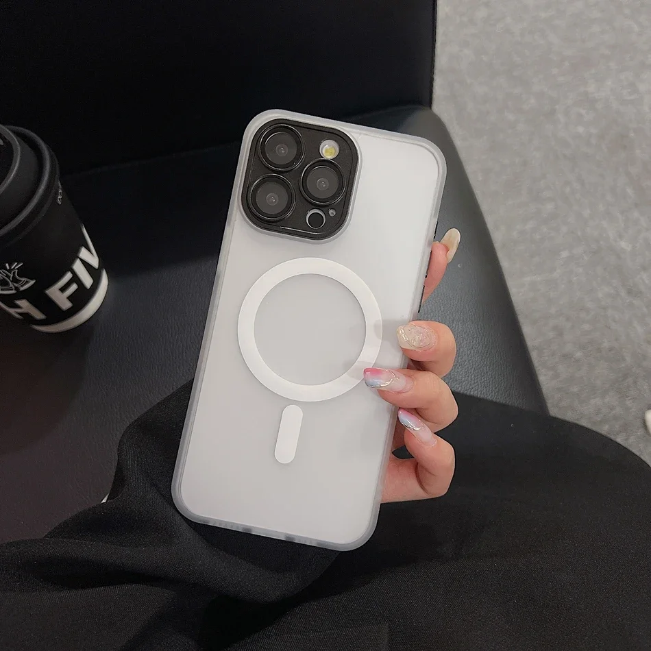 Rose Pink Magnetic Translucent Matte Camera Protector Phone Case