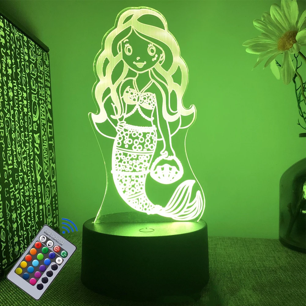 Mermaid Night Light 3D Illusion Night Lamp 16 Colors with Remote Control  Room Decor Gifts for Children Boys Christmas Girls - AliExpress