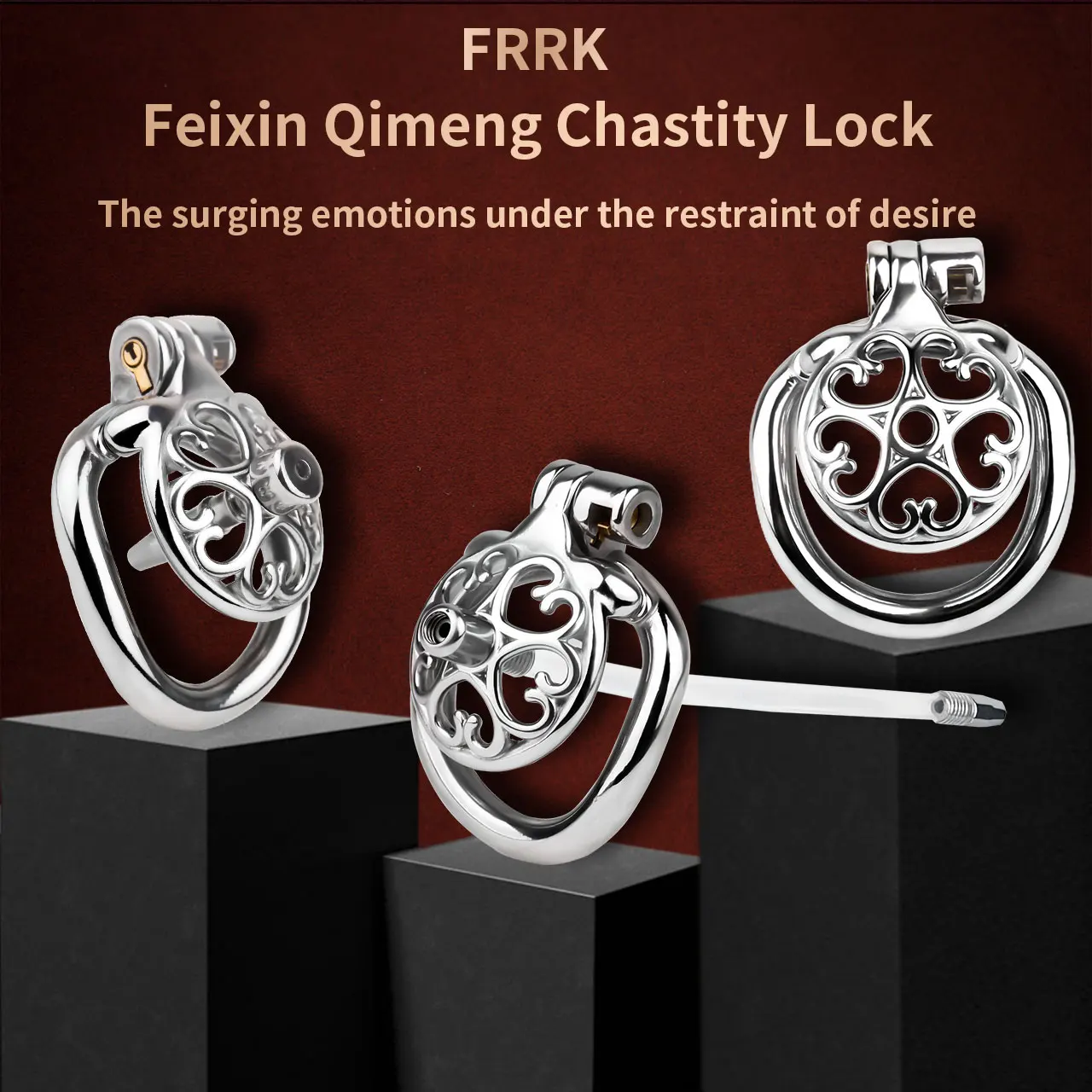 FRRK Small Male Chastity Devices Stainless Steel Short Cock Cage Removable Urethral Catheter Sex Toys for Men Penis Lock penis chastity cage chastity lock sex toy