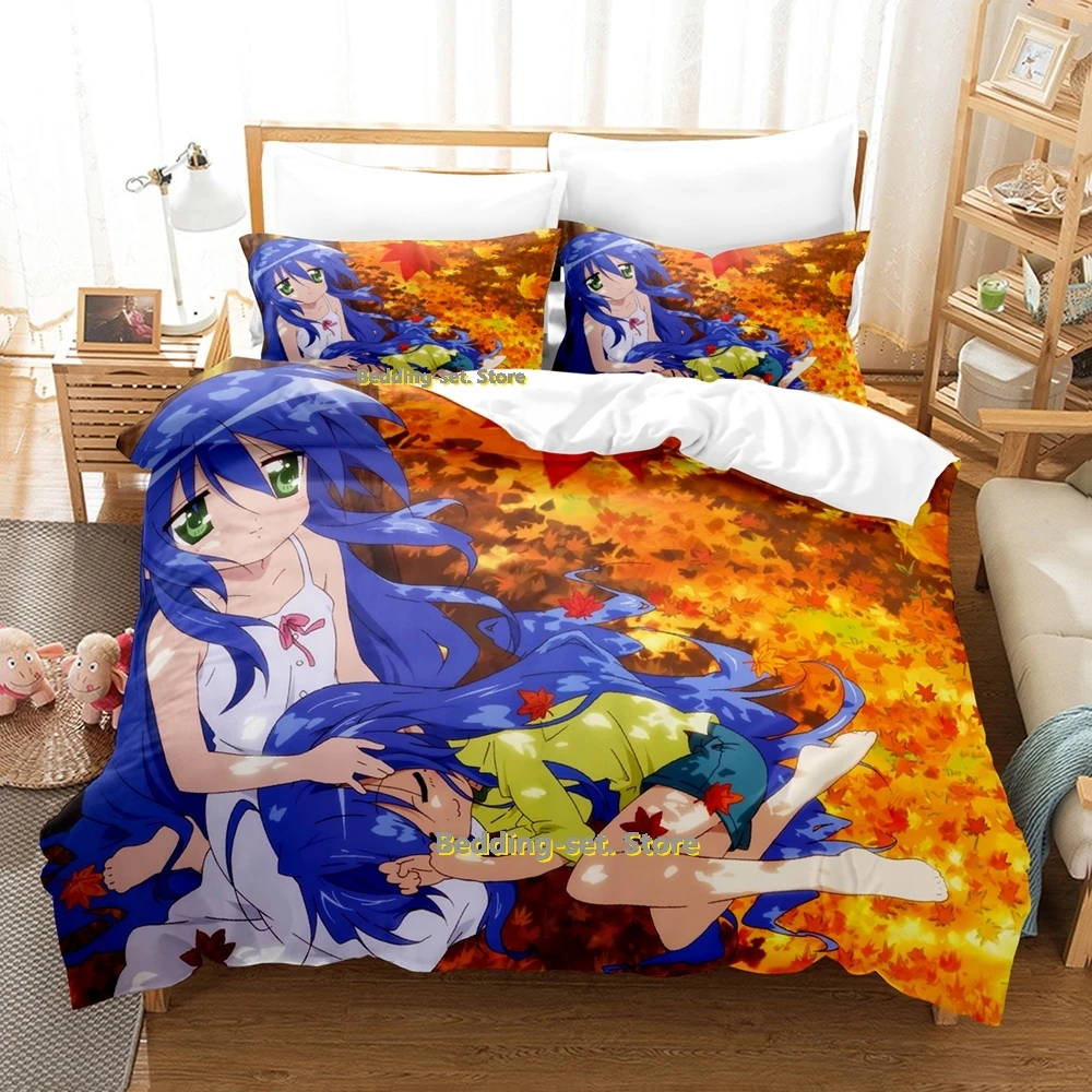 Lucky Star Konata Bedding Set Single Twin Full Queen King Size Bed Set Adult Kid Bedroom Duvetcover Sets 3D Anime Bed Sheet Set 5