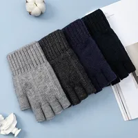 2026 Winter and Autumn Knitted Gloves Warm Plush Men's and Women's Fingerless Gloves Outdoor Sports Touchscreen Gloves - Image 4