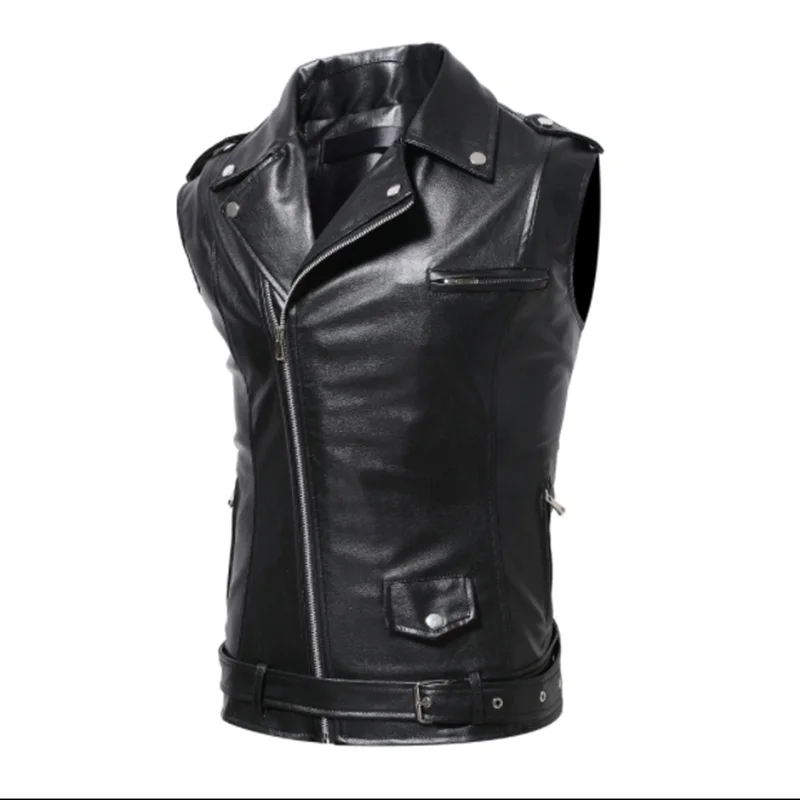 Fashion Vests Leather Vests held Leather Vest black casual look 