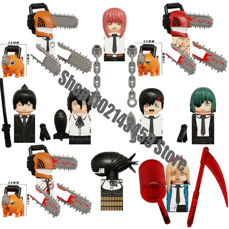 Kt1067 homem motosserra wm6159 anime dos desenhos animados pochita denji  power bomb reze mini figuras de brinquedo ação blocos de construção montar  brinquedos presente - AliExpress