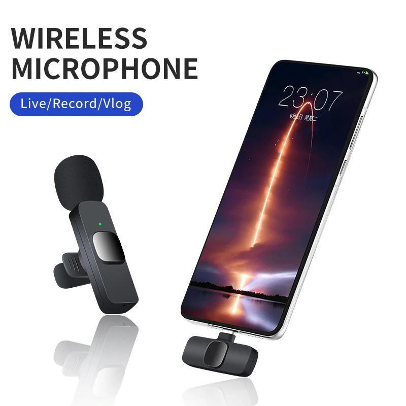 무선 라 발리에 마이크 휴대용 오디오 비디오 녹화 iPhone 용 미니 마이크 안드로이드 라이브 방송 게임 전화 수신