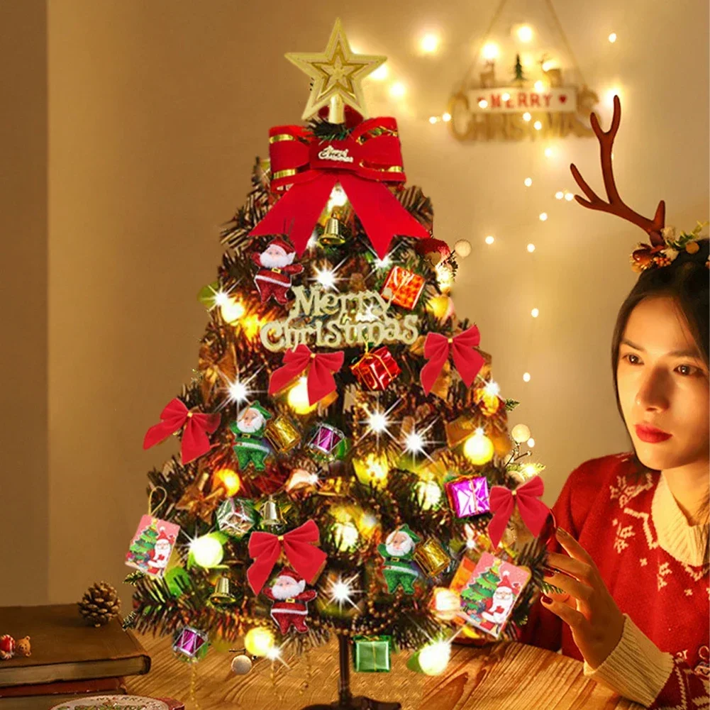 Christmas Tree Set Christmas Decor With Lights Desktop Mini Tree Ornaments New Year Party Decoration Gift Navidad 50cm