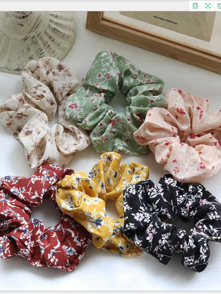 

Женские резинки для волос, Винтажные эластичные резинки для волос с цветочным узором, аксессуары для волос