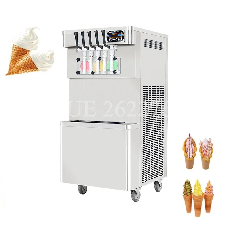 

Vertical 5 Flavors Cone Ice Cream Machine Commercial High Power Sundae Ice Cream Maker Stainless Steel Making Machine