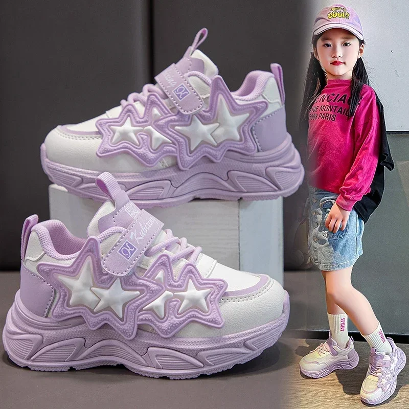 Girls Running Shoes Children Casual Shoes for Girls Fashion Classic Stars Sports Sneakers Breathable Anti-skid Soft Breathable