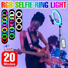 

RGB Photo Ring Light Led Selfie Video Ringlight Portable Fill Photography Lighting Live Streaming Lamp With Adjustable Tripod