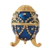 QIFU New Arrive Easter Fabeger Egg Blue Trinket Jewelry Boxes for Home Decor 2