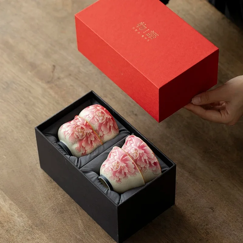 Peony master cup single high-end special teacup ceramic single cup home gift for girls