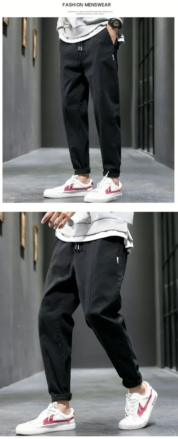 Spring Autumn New Fashion HarajukuY2K Solid Cotton Pants Man - Uniqwear