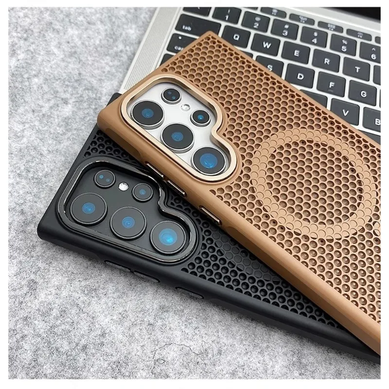 Honeycomb Mesh Cooling Magnetic Alloy Lens Hard Cover Case