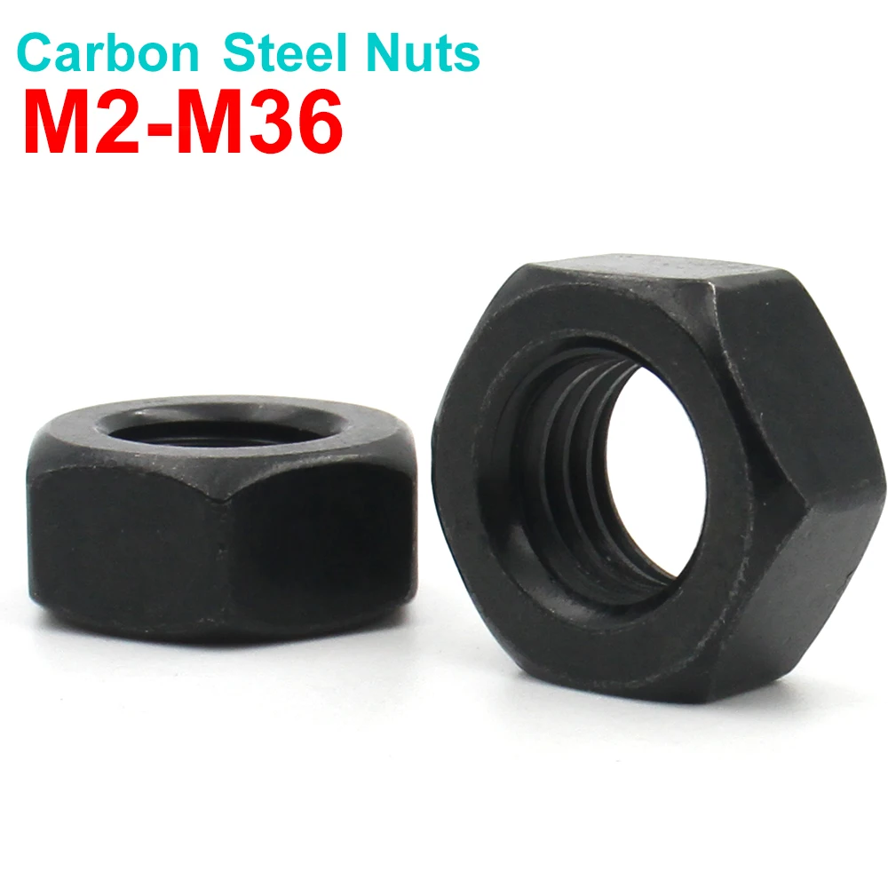 

1/2/5/10/25/50pcs M2 M2.5 M3 M4 M5 M6 M8 M10 M12 M14 M16 M18 M20 M22 M24 M27 M30 M36 Black Oxide Carbon Steel Hexagon Hex Nuts