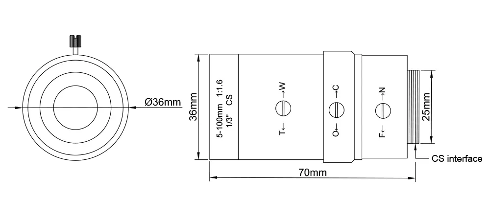 3Megapixel CS Mount 5-50mm/6-60mm/5-100mm Manual Zoom Focus HD Industrial Varifo