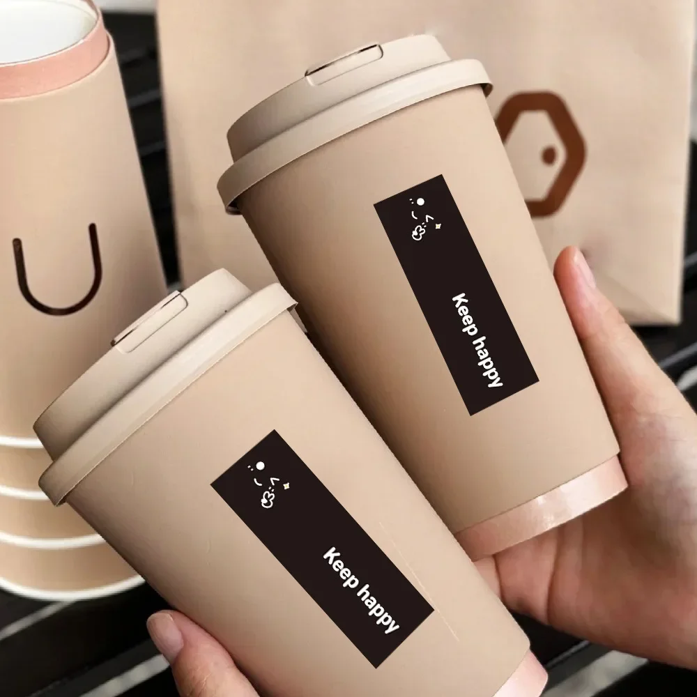 120pcs/roll Simple Keep Happy 스티커 감사합니다 선물 장식 씰링 스티커 직사각형 라벨 핸드 계정 재료