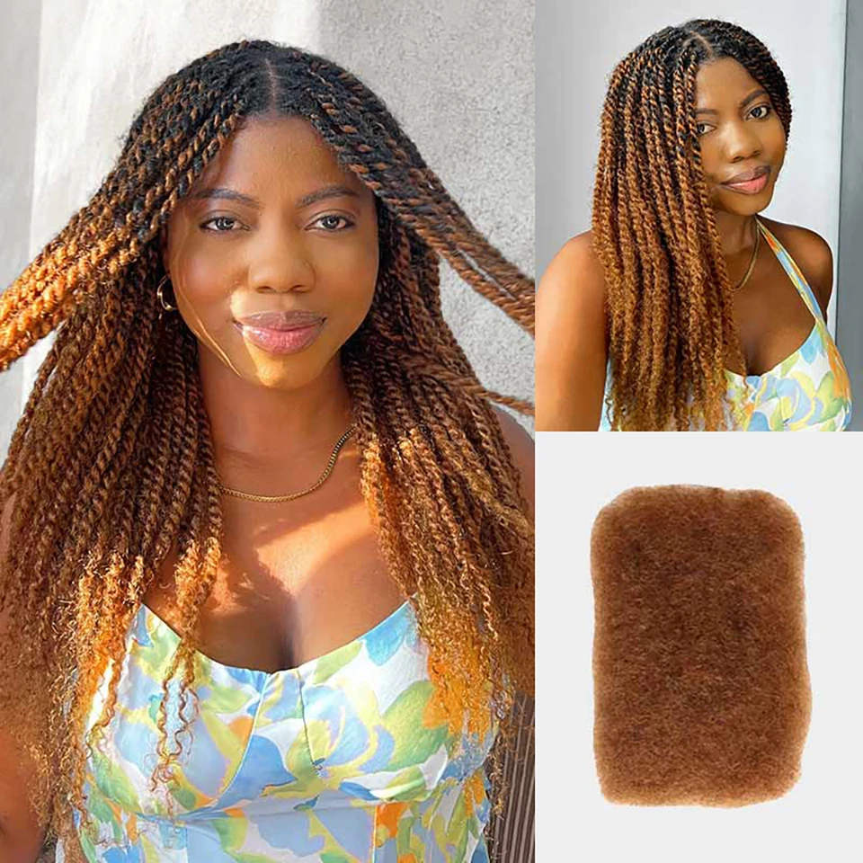 Queen Virgin Remy peruvian Hair Afro kinky Bulk Human Hair For Braiding Dreadlock Brown Color 50g/Pc Extension BraidHair