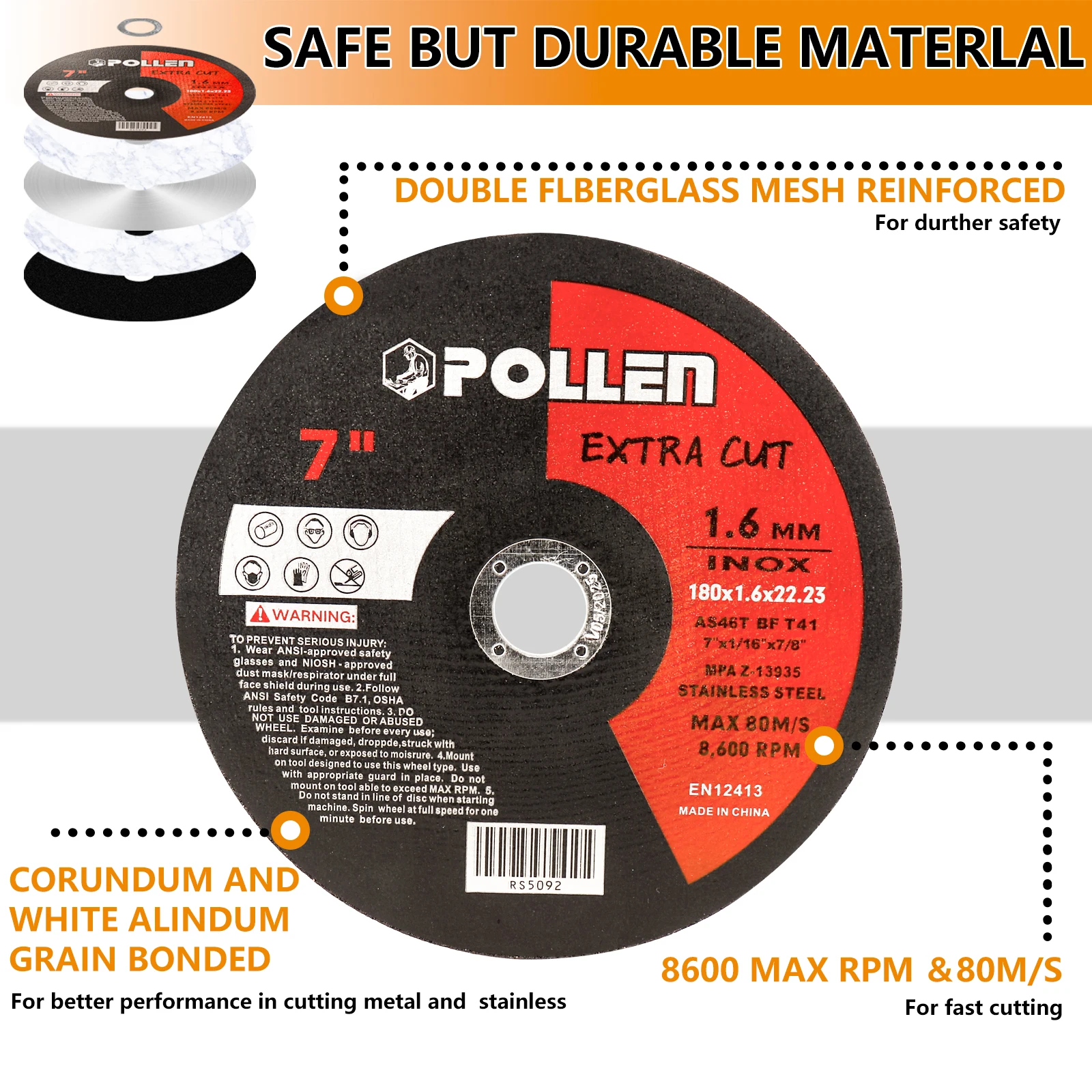 Metal Cutting Disc 1-5pcs 180mm Anngle Grinder Grinding Wheels For Stainless Steel Cut Off Wheel Reinforced Resin Cutting Blade