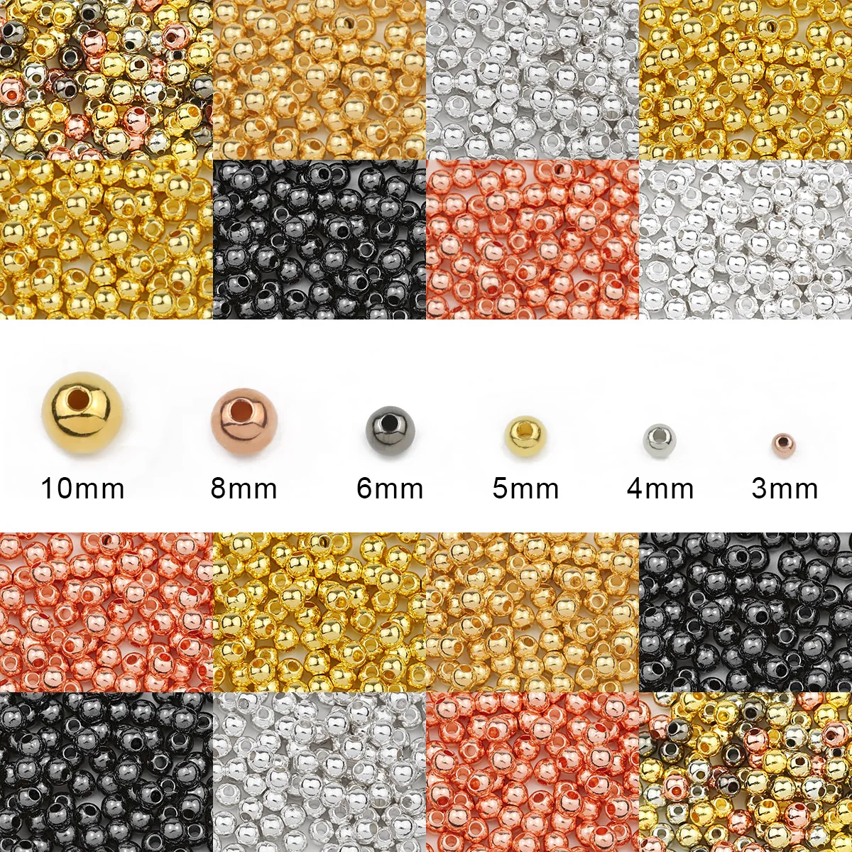 3/4/6/8/10mm Stainless Steel Jewellery DIY Spacer Beads Gold Color Flat  Round Big Hole Jewelry Making Loose Accessories Beads - AliExpress