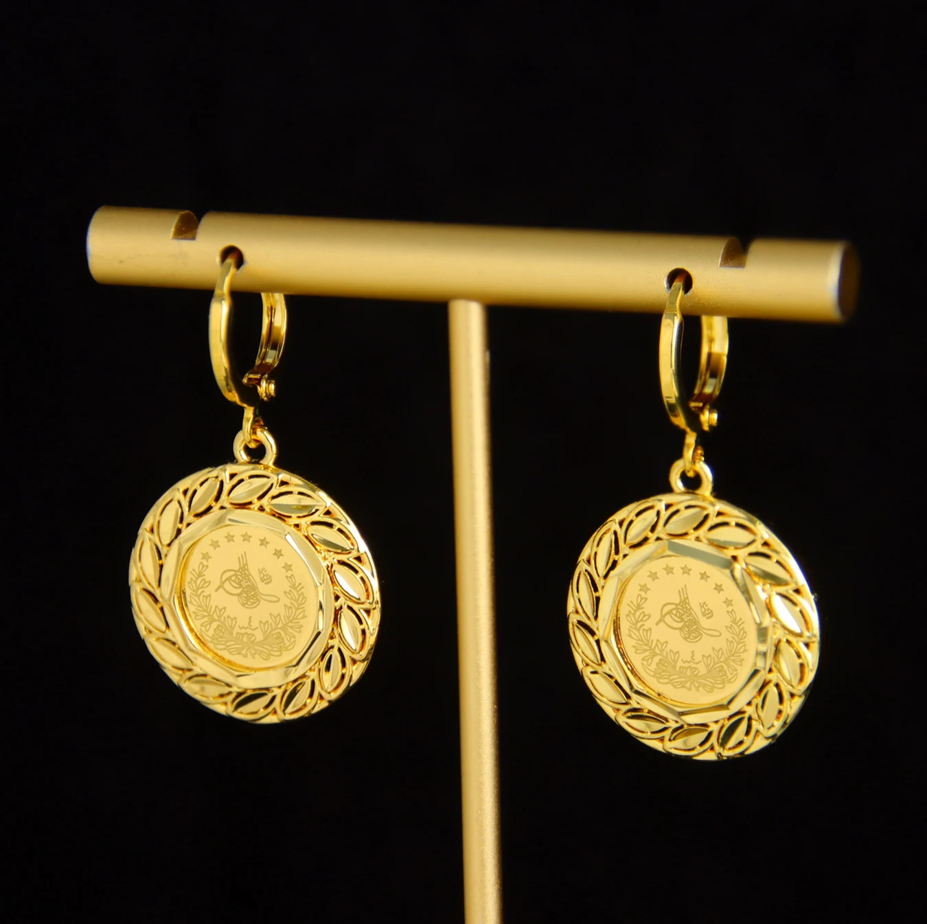 Klassische türkische Vintage-Münzen, baumelnde Ohrringe, 21 Karat vergoldet, Dubai, Braut, Heiraten, Clip-Tropfenohrring, kürdischer Damen-Hochzeitsschmuck – Detail 9