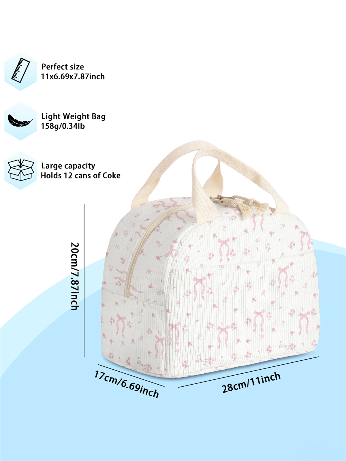 1pc- insulated lunch box bag thickened student portable lunch bag