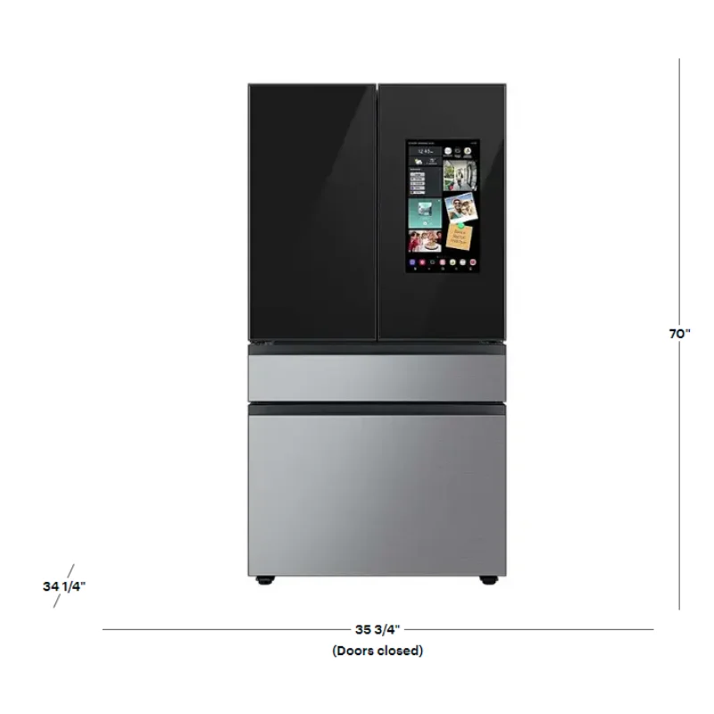 BIG SALE Bespoke 29 Cu. Ft. 4-Door French Door Smart Refrigerator with Family Hub-Charcoal Glass/Stainless Steel