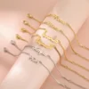 Bracelet avec nom personnalisé pour femmes et filles, boîte en acier inoxydable, chaîne avec lettres, Bracelets porte-bonheur personnalisés, Unique, cadeau de bijoux personnalisé