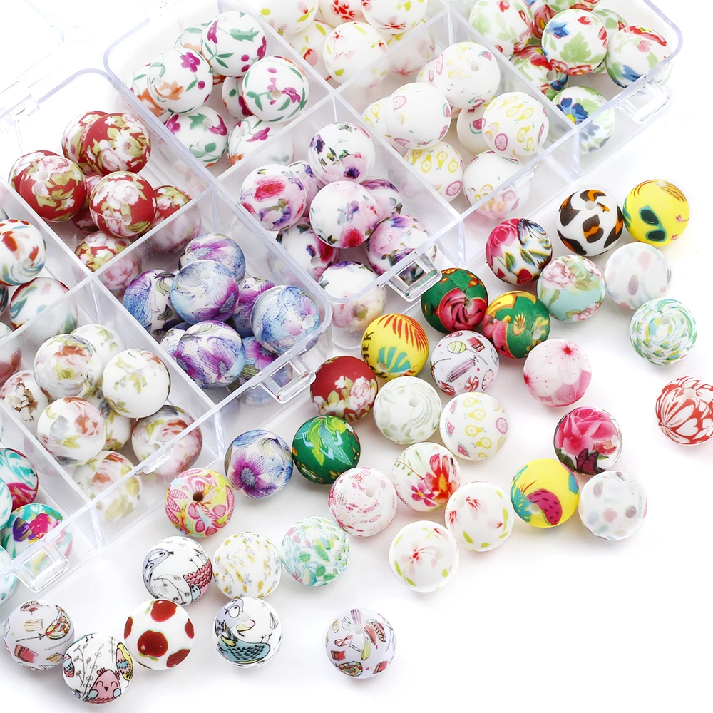 Description Picture 4 of item15mm 20Pcs/Lot Printed Silicone Beads Baby Nursing Chewable Teething Beads Pacifier Teether DIY Necklace Accessories