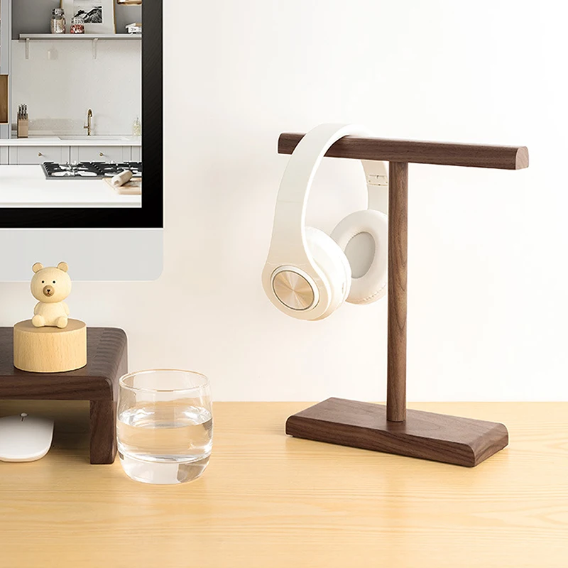 헤드셋 디스플레이용 나무 스탠드 거치대, 선반 책상 행어, T 모양 헤드폰 스탠드, 보관 브래킷, 가정용 보관 정리함