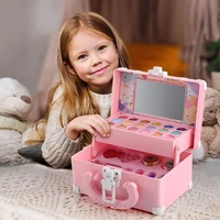 Children Makeup Kit Toy Secure Non-Toxic Washable Makeup Set Little Girls Pretend Play Princess Makeup Toys Kit Birthday Gifts 2