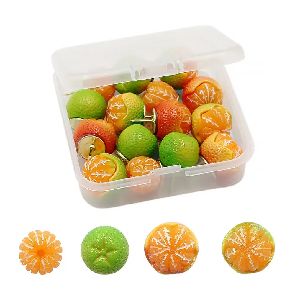 15Pcs 휴대용 크리 에이 티브 시뮬레이션 과일 푸시 핀 DIY 재사용 가능한 칠판 푸시 핀 3D 박스 포함 엄지 못 벽 마커