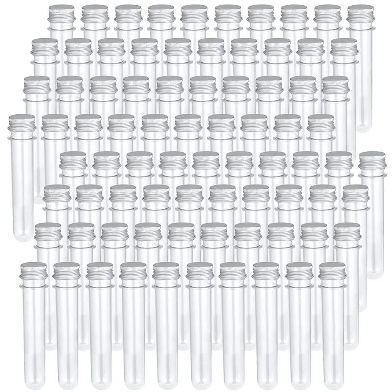 40Pcs Plastic Clear Test Tubes With Screw Caps Candy Cosmetic Travel Lotion Containers 40ml Storage Tubes