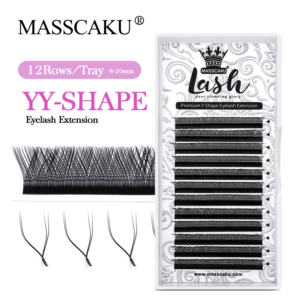 

MASSCAKU YY Eyelashes Extension Hand Woven Premium Mink Soft Light Natural Y Shape Volume Eyelashes Extension Makeup Wholesale