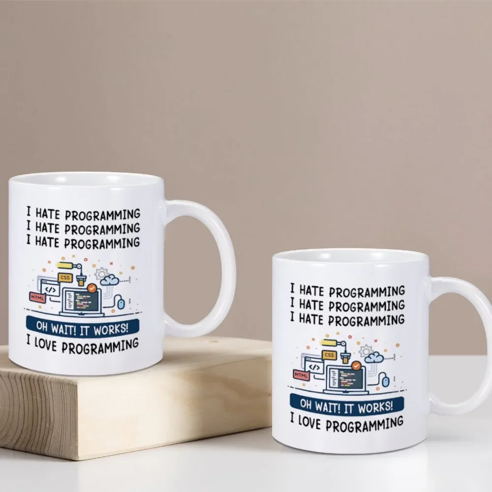 Premium Ceramic Mug - I Love Programming Design, 11oz Coffee & Tea Cup Gift
