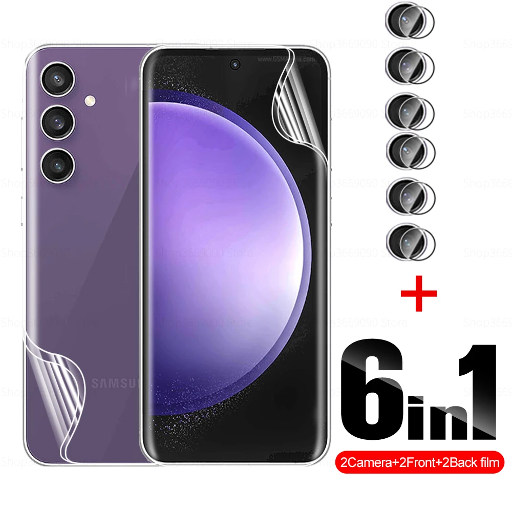 

6 в 1 Передняя и задняя Гидрогелевая пленка для Samsung Galaxy S23 FE, Защитная пленка для объектива камеры Samung S23 FE S 23FE S23FE, чехол для телефона
