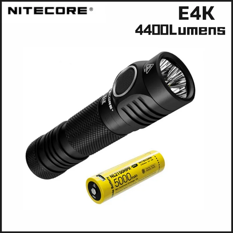 Linterna NITECORE E4K 4400 lúmenes, batería de 5000 mAh, cargador