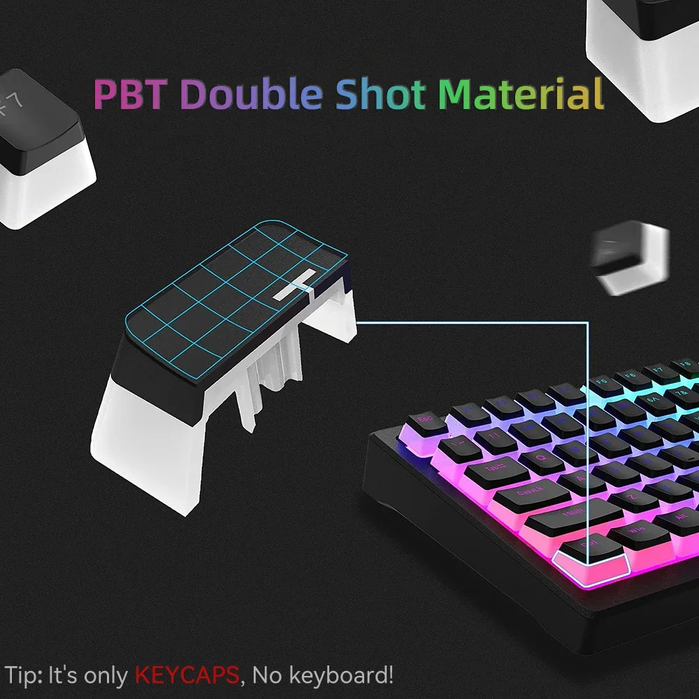 double shot pbt pudding keycaps close up