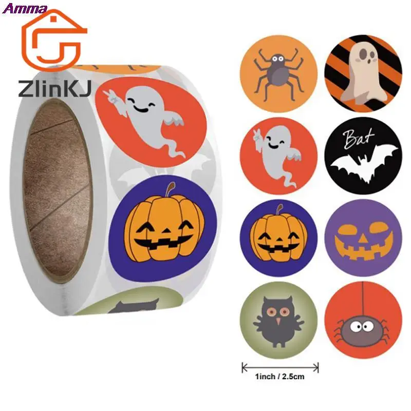 Hot sale 500Pcs/Roll 1 inch/2.5cm Halloween Christmas Pumpkin Decor Labels Seal Stickers DIY Gift Paper Sticker