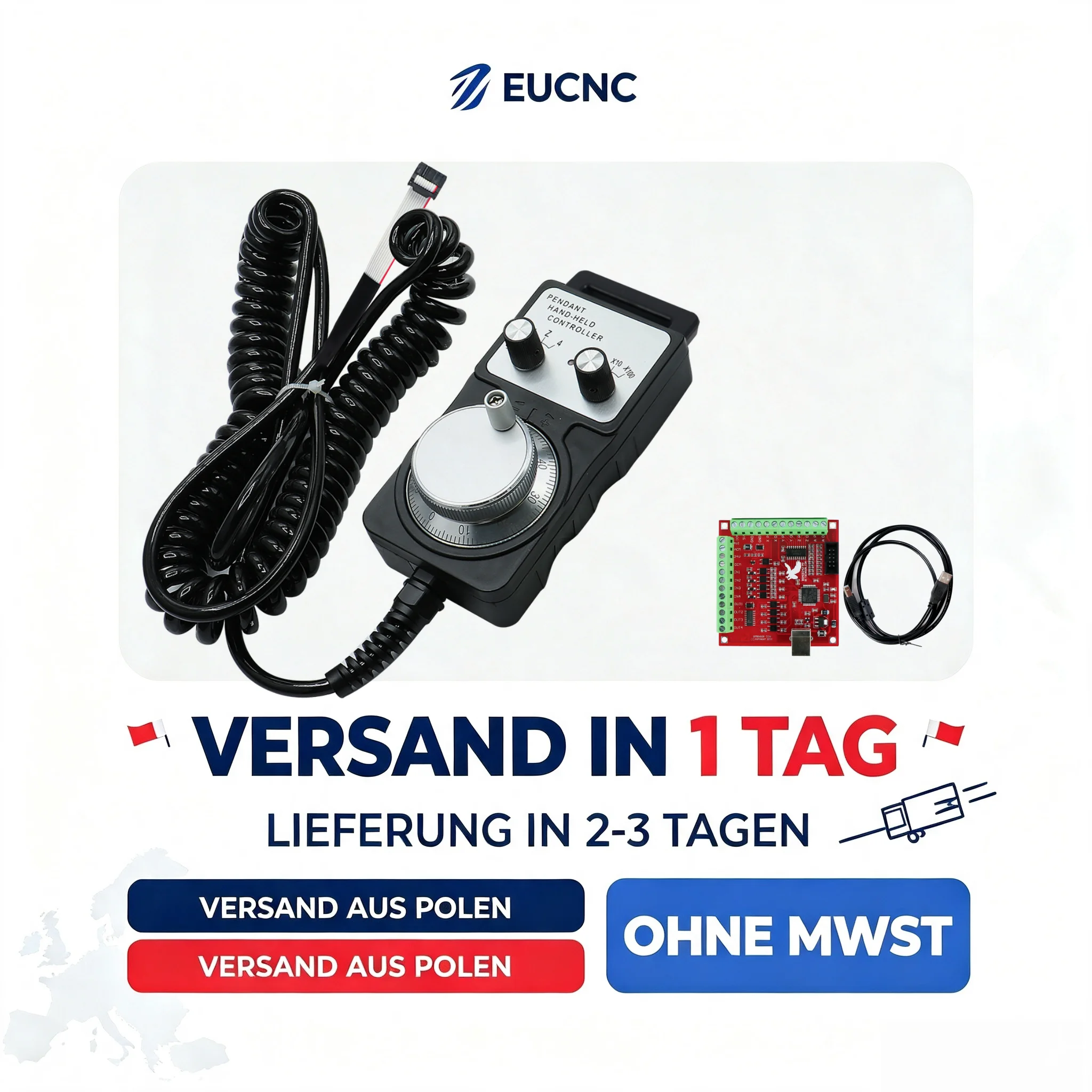 4-Achsen-MPG-Handrad + Mach3 USB-Schnittstellenkarten-Kit CNC Manueller Impulsgenerator Handsteuergerät für Router-, Gravur- und Fräsmaschinen | EU-Lager 24-Stunden-Versand ohne Mehrwertsteuer