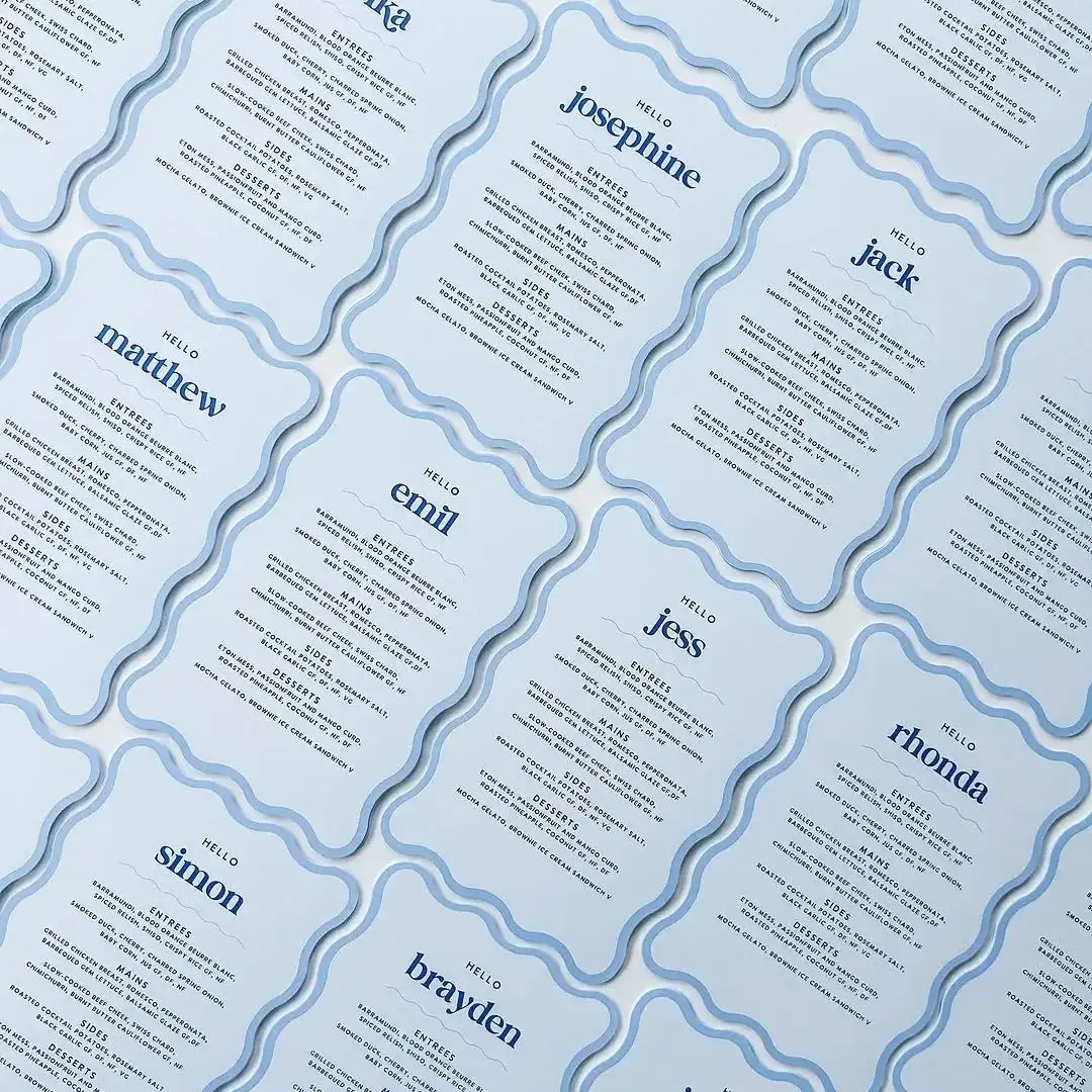 Wavy Wedding Invitation Save The Date RSVP Personalized Thank You Card For Small Business Dinner Menu Bridal Shower