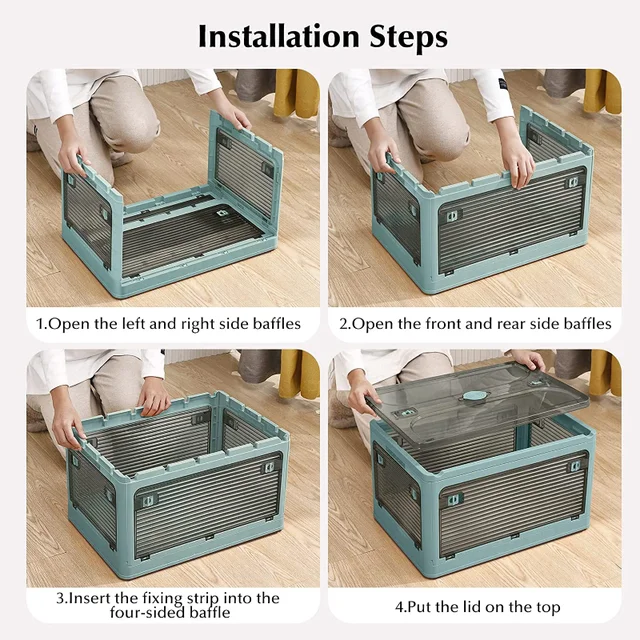 Műanyag Tárolóedények Totot Tartalmazó Tartály Szervező Fedelet És Biztonságos Reteszelő Csat, Átlátszó Összecsukható Tárolódoboz Hengerrel - Image 4