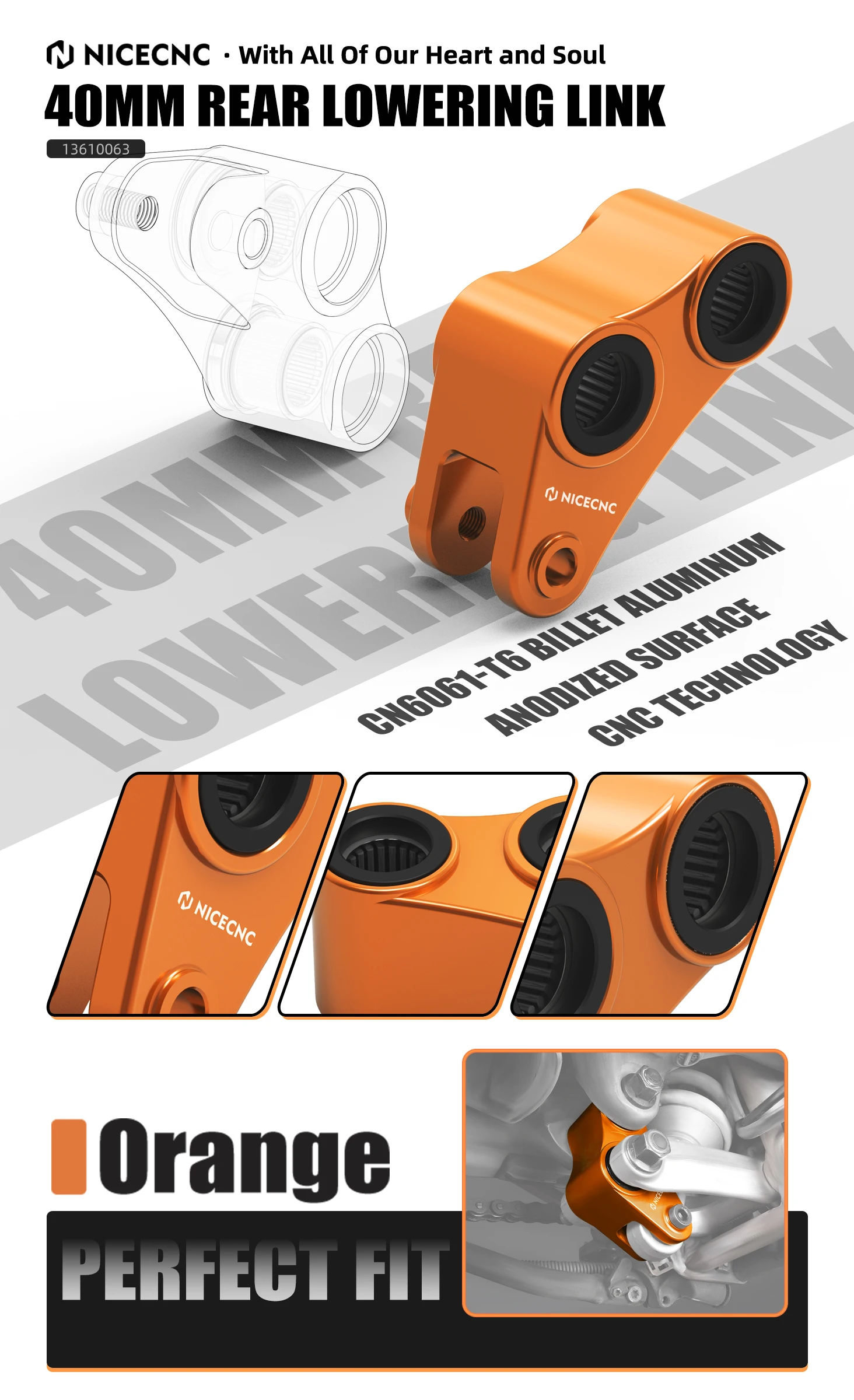 Für KTM 690 Enduro R 690 SMC SMCR 2008-2018 Motorrad Hecktieferlegungssatz 40mm/1,57'' 690 Enduro R SMC R 2008-2018 2017 2016 – Detail 8